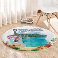 Aloha Hawaii Waikiki Beach Landscape Round Carpet