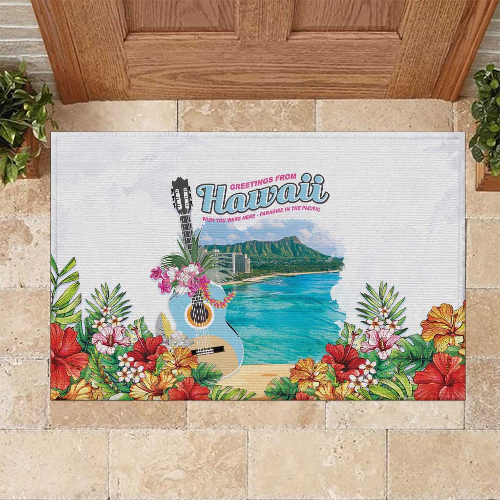 Aloha Hawaii Waikiki Beach Landscape Rubber Doormat