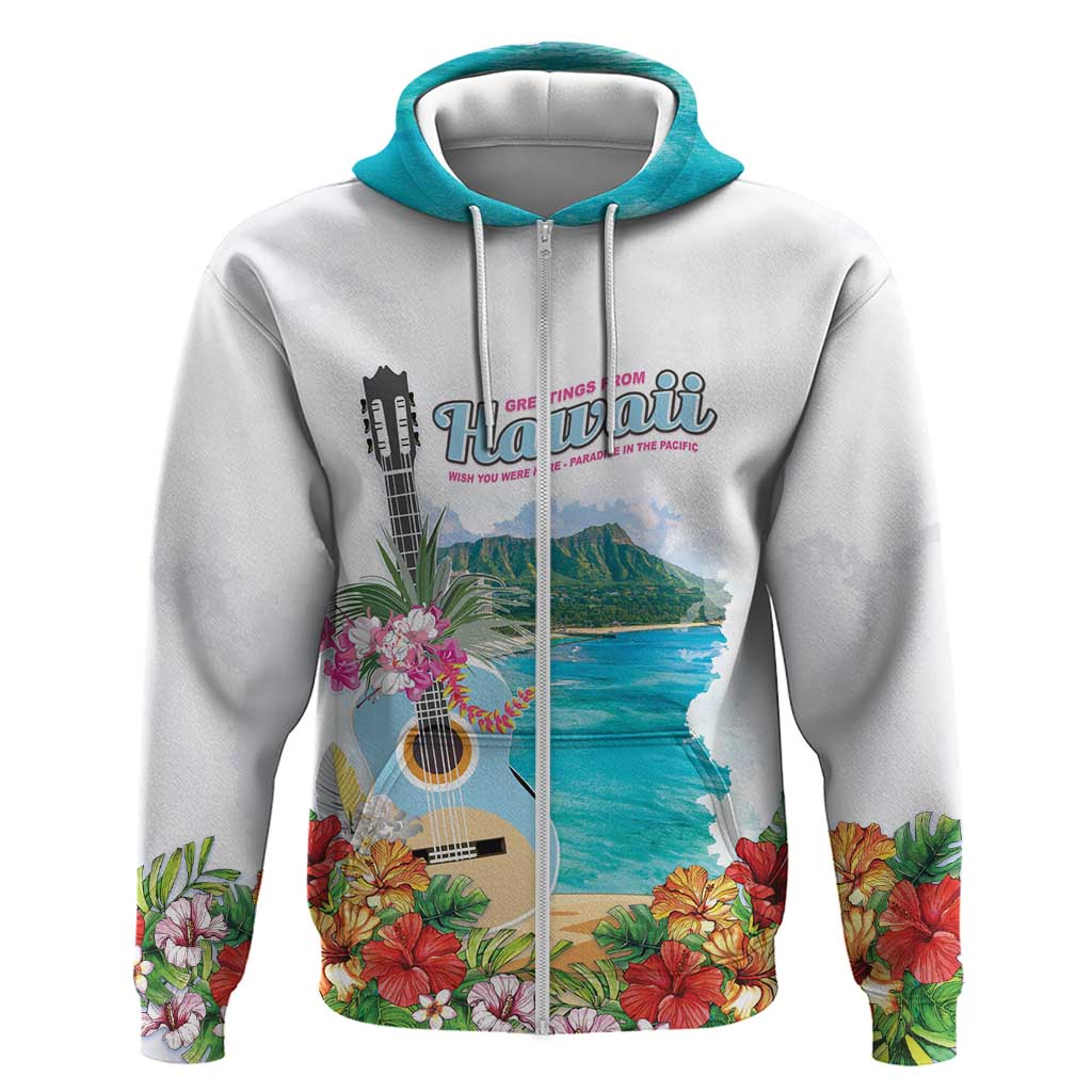 Aloha Hawaii Waikiki Beach Landscape Zip Hoodie