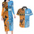 Custom Fiji Tapa And Australia Aboriginal Together Couples Matching Long Sleeve Bodycon Dress and Hawaiian Shirt LT05 Blue - Polynesian Pride