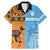 Custom Fiji Tapa And Australia Aboriginal Together Family Matching Mermaid Dress and Hawaiian Shirt LT05 Dad's Shirt - Short Sleeve Blue - Polynesian Pride