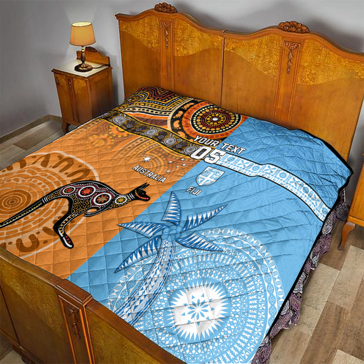 Custom Fiji Tapa And Australia Aboriginal Together Quilt LT05 - Polynesian Pride