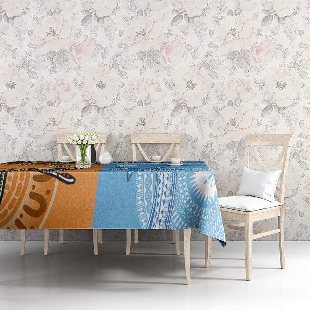 Custom Fiji Tapa And Australia Aboriginal Together Tablecloth LT05 - Polynesian Pride