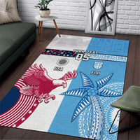 Custom Fiji And USA Palm Tree With Eagle Area Rug LT05 Blue - Polynesian Pride