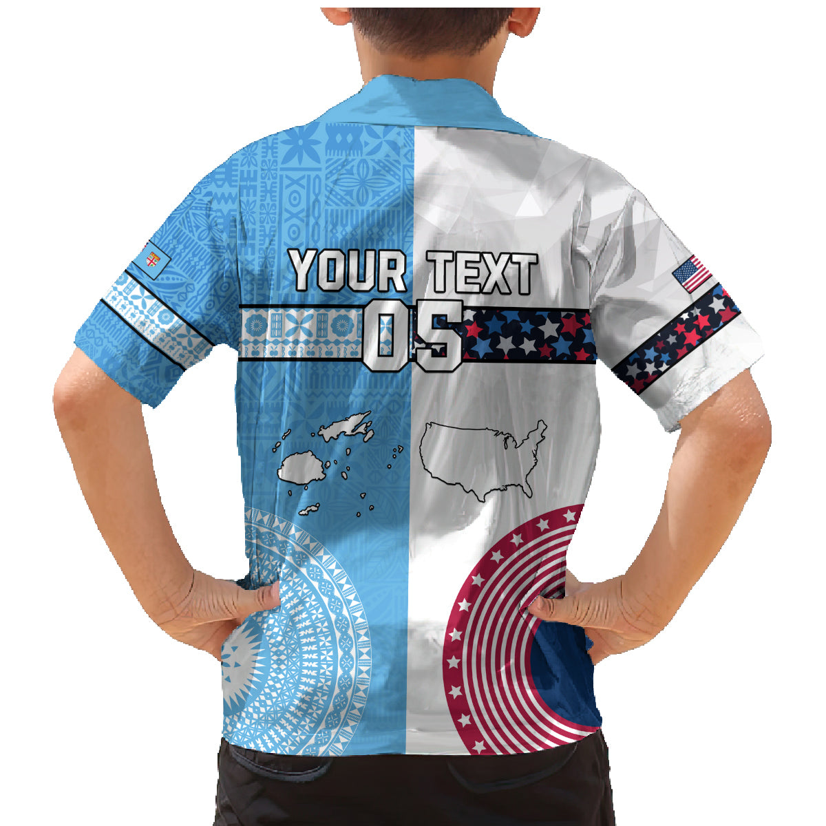 Custom Fiji And USA Palm Tree With Eagle Family Matching Mermaid Dress and Hawaiian Shirt LT05 - Polynesian Pride