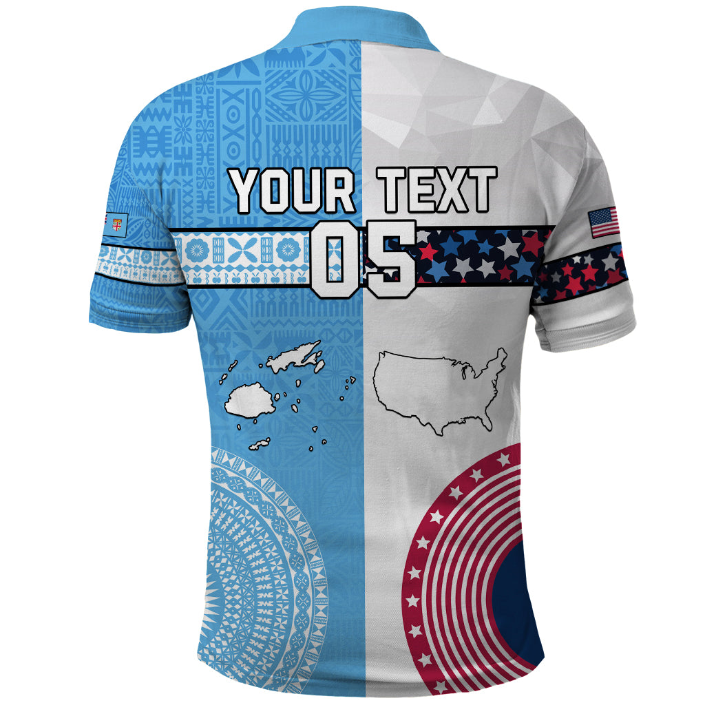 Custom Fiji And USA Palm Tree With Eagle Polo Shirt LT05 - Polynesian Pride