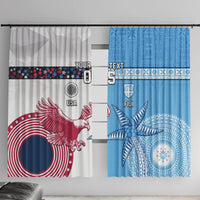 Custom Fiji And USA Palm Tree With Eagle Window Curtain LT05 With Hooks Blue - Polynesian Pride