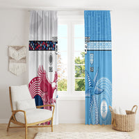 Custom Fiji And USA Palm Tree With Eagle Window Curtain LT05 - Polynesian Pride