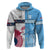 Custom Fiji And USA Palm Tree With Eagle Zip Hoodie LT05 Pullover Hoodie Blue - Polynesian Pride