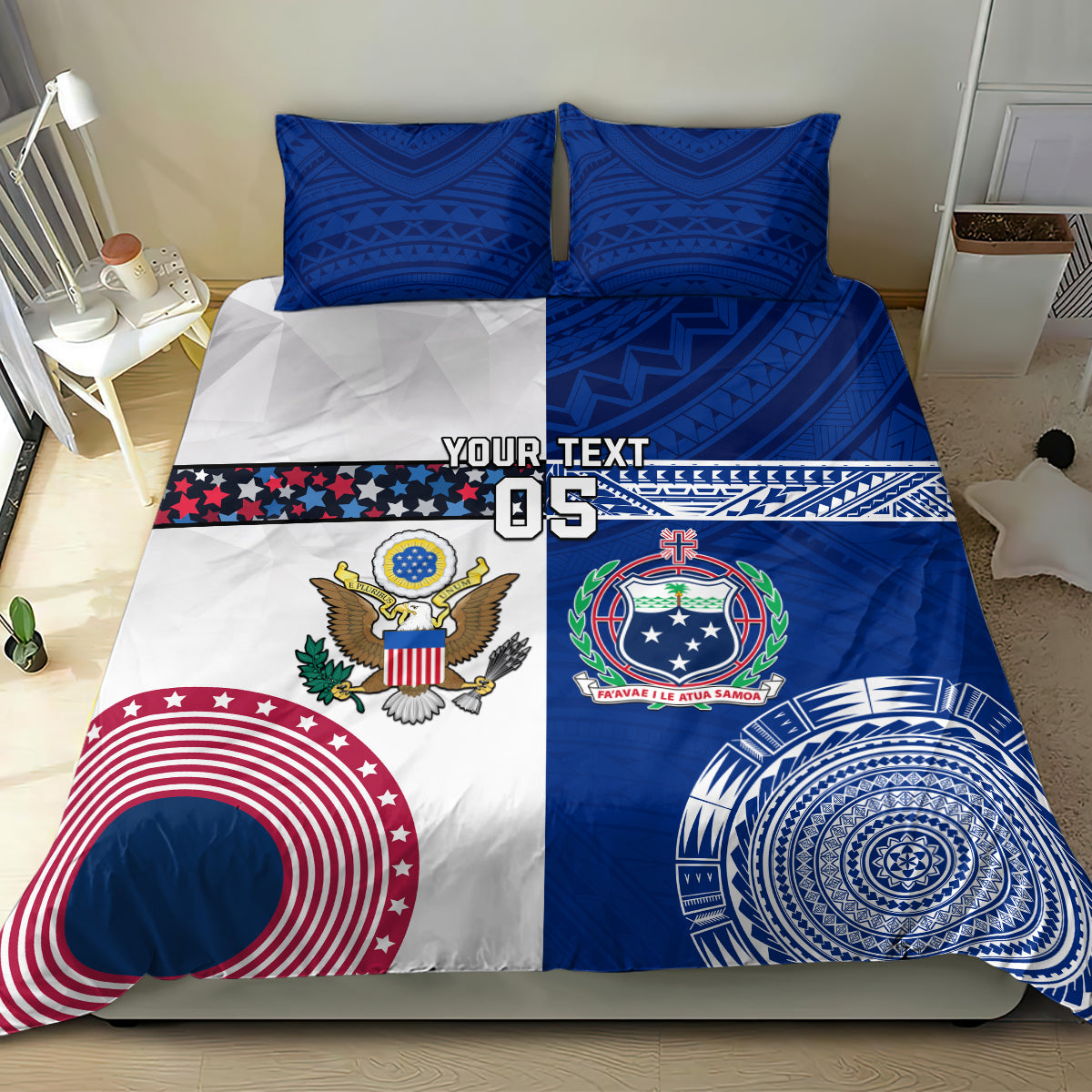 Custom Samoa And USA Together Bedding Set LT05 - Polynesian Pride