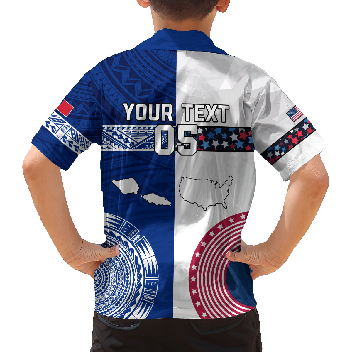 Custom Samoa And USA Together Family Matching Long Sleeve Bodycon Dress and Hawaiian Shirt LT05 - Polynesian Pride