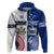 Custom Samoa And USA Together Hoodie LT05 Zip Hoodie Blue - Polynesian Pride