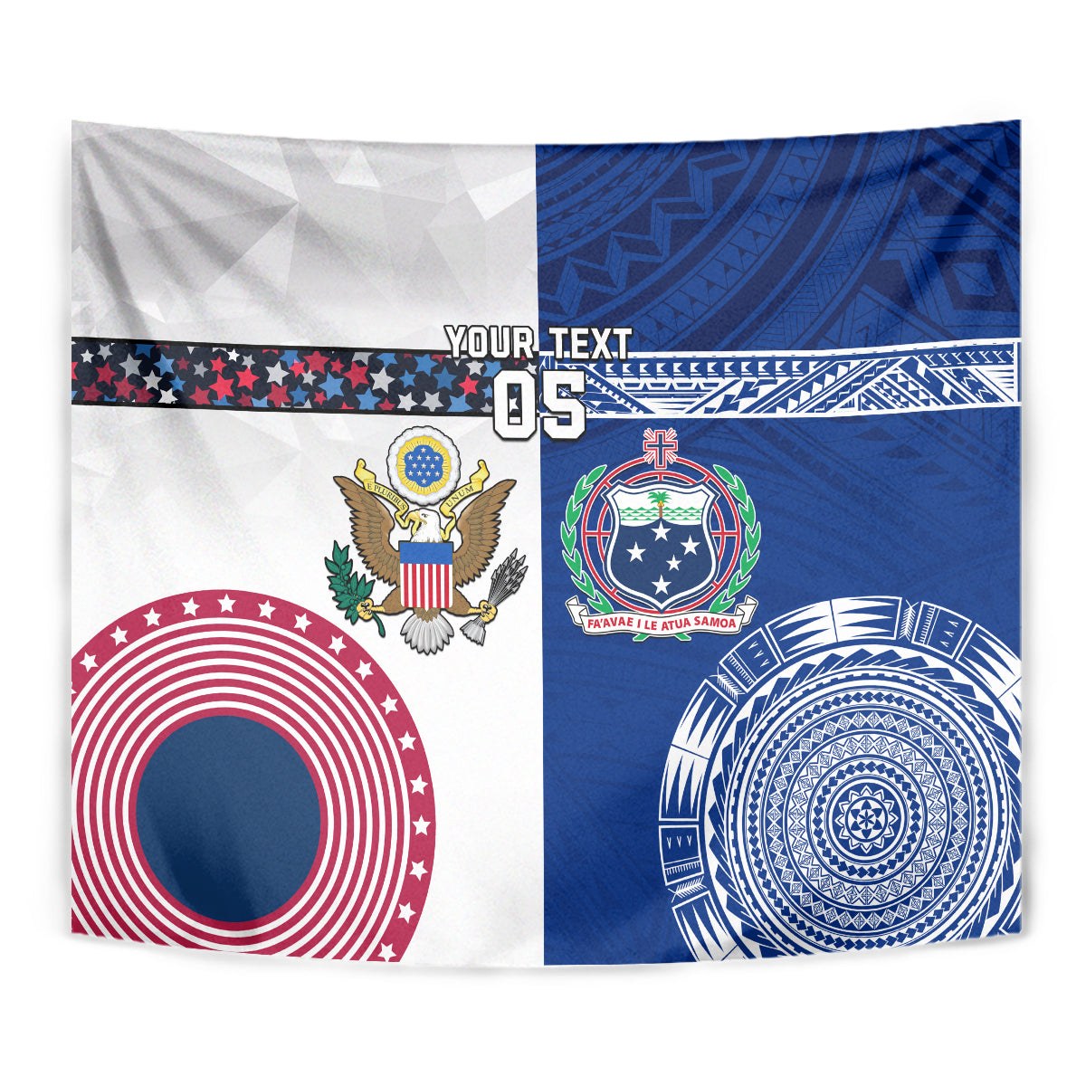 Custom Samoa And USA Together Tapestry LT05 - Polynesian Pride