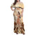 Tonga Women's Day Family Matching Off Shoulder Maxi Dress and Hawaiian Shirt With Polynesian Pattern LT05 Mom's Dress Beige - Polynesian Pride