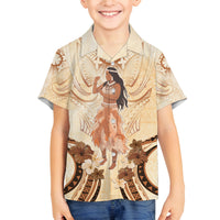 Tonga Women's Day Family Matching Puletasi and Hawaiian Shirt With Polynesian Pattern LT05 Son's Shirt Beige - Polynesian Pride
