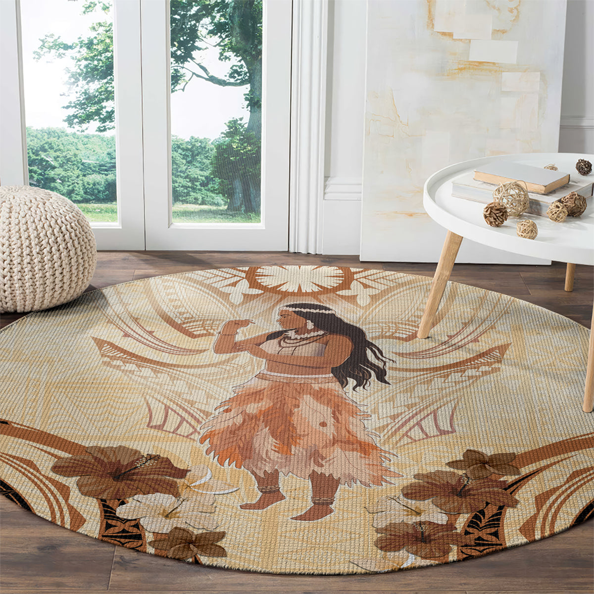 Tonga Women's Day Round Carpet With Polynesian Pattern