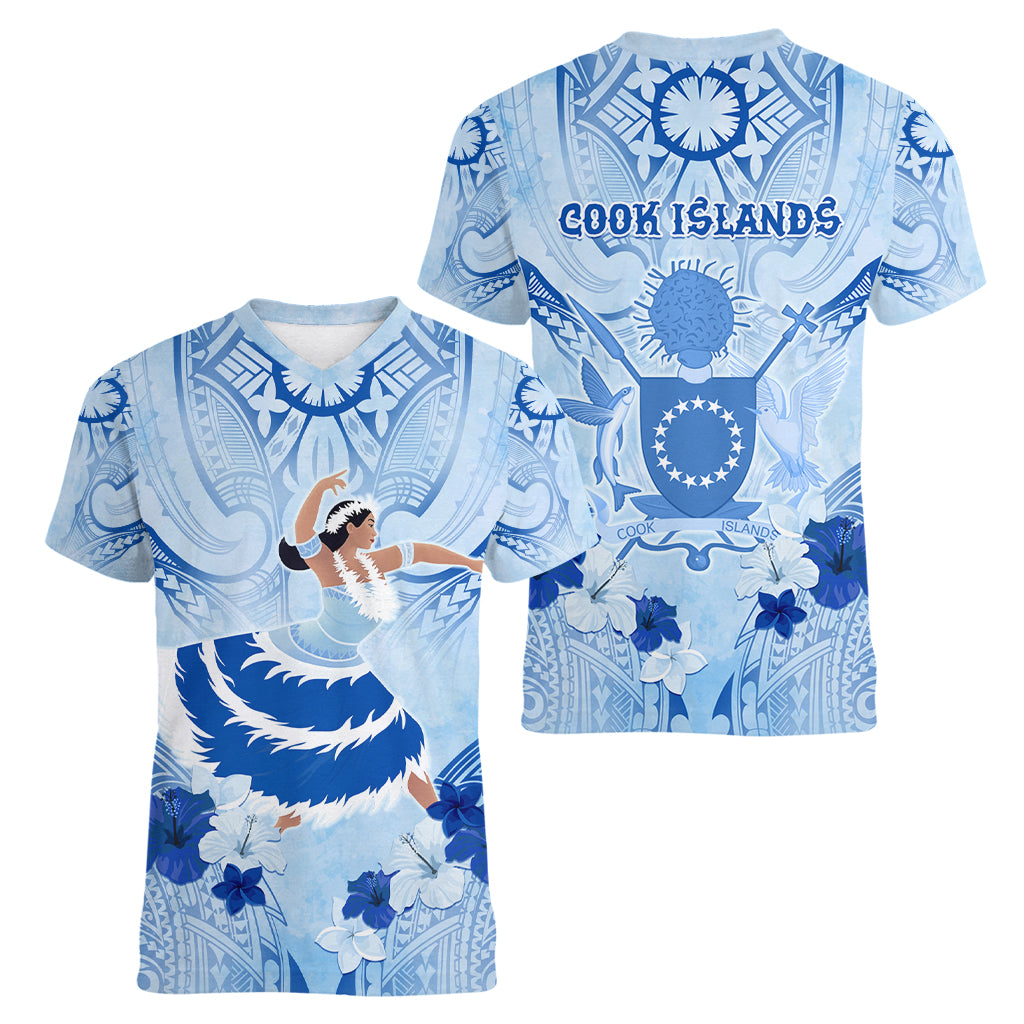 Cook Islands Women's Day Women V Neck T Shirt With Polynesian Pattern LT05 - Polynesian Pride