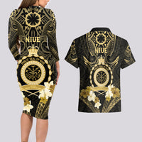 Niue Women's Day Couples Matching Long Sleeve Bodycon Dress and Hawaiian Shirt With Polynesian Pattern LT05 - Polynesian Pride