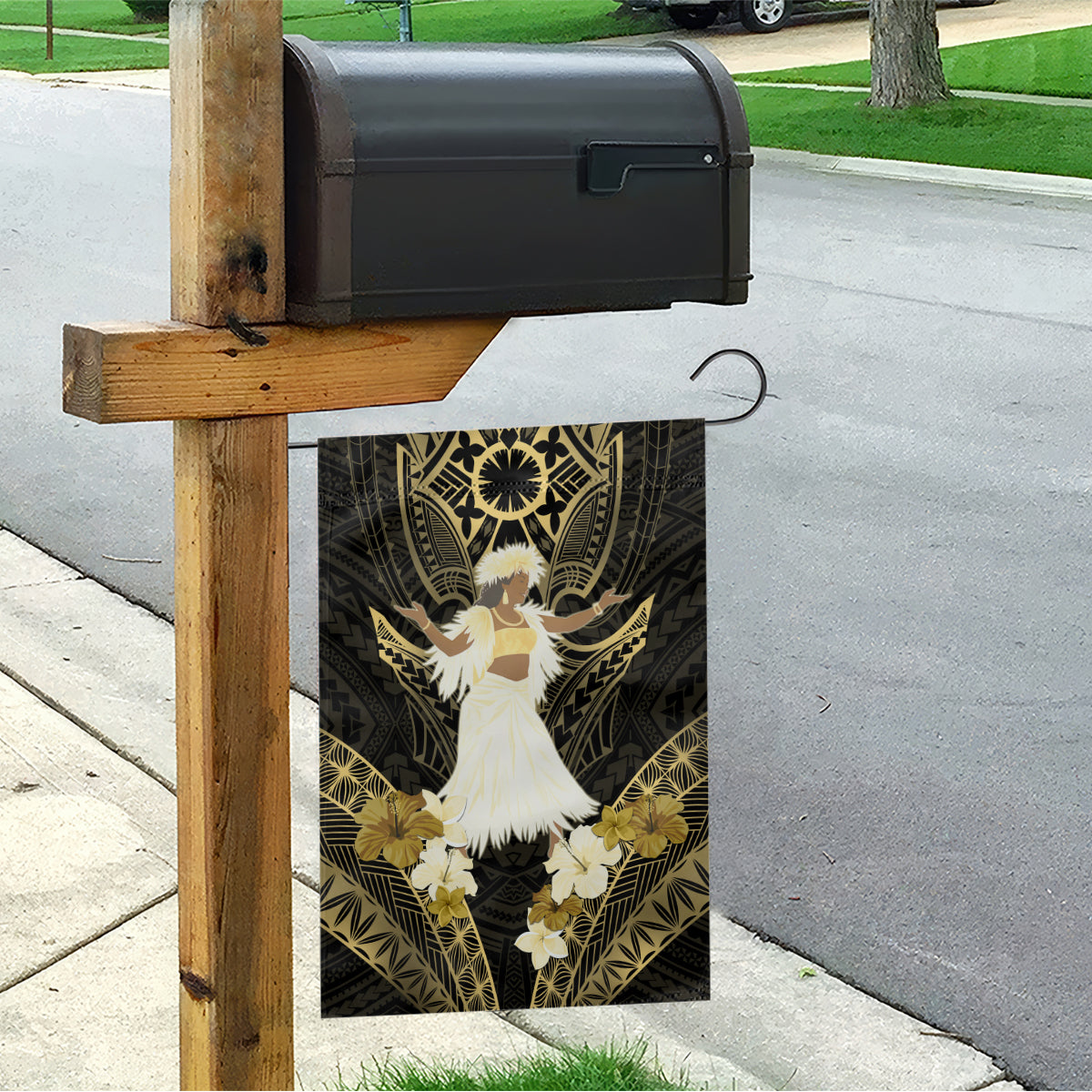 Niue Women's Day Garden Flag With Polynesian Pattern