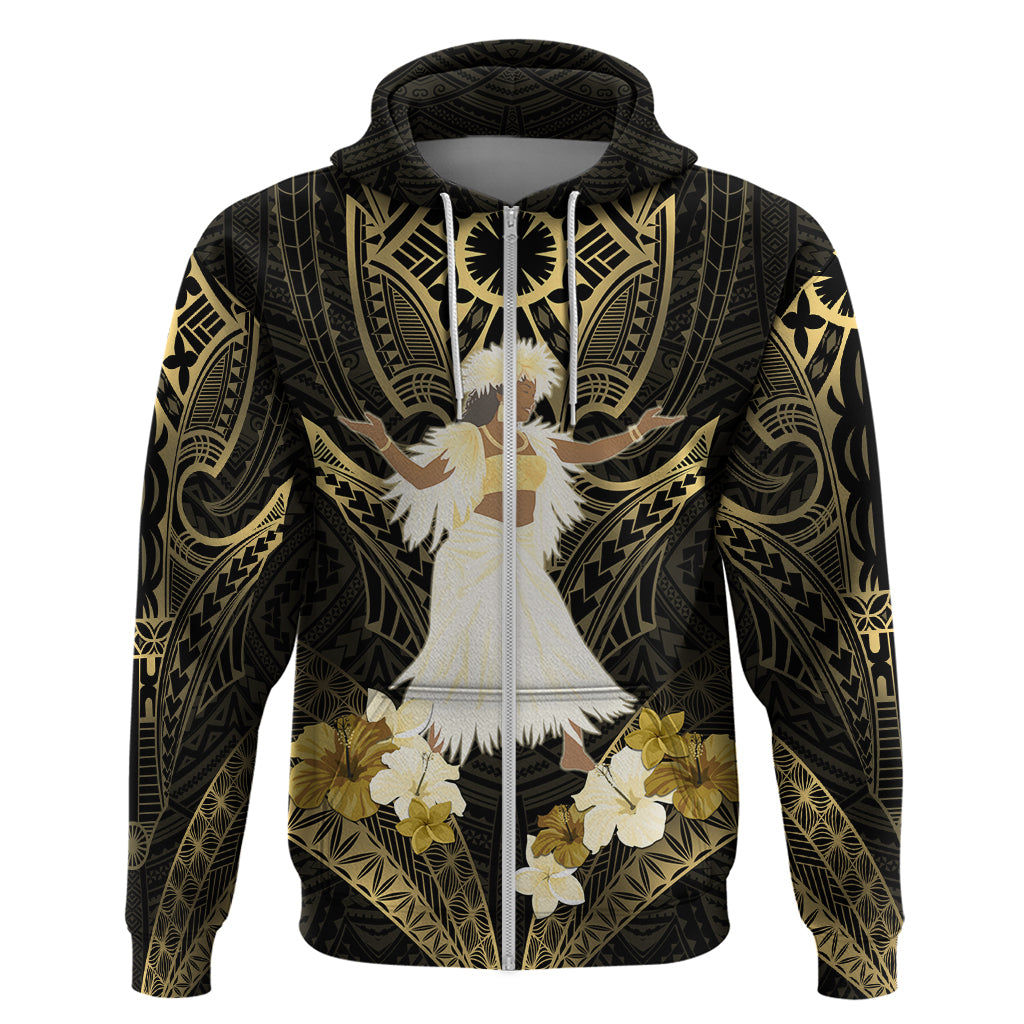Niue Women's Day Hoodie With Polynesian Pattern LT05 Zip Hoodie Gold - Polynesian Pride