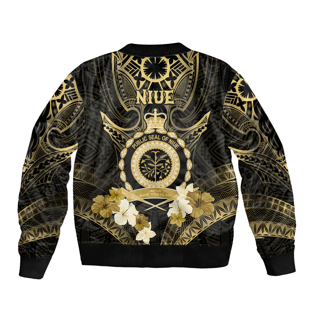 Niue Women's Day Sleeve Zip Bomber Jacket With Polynesian Pattern LT05 - Polynesian Pride