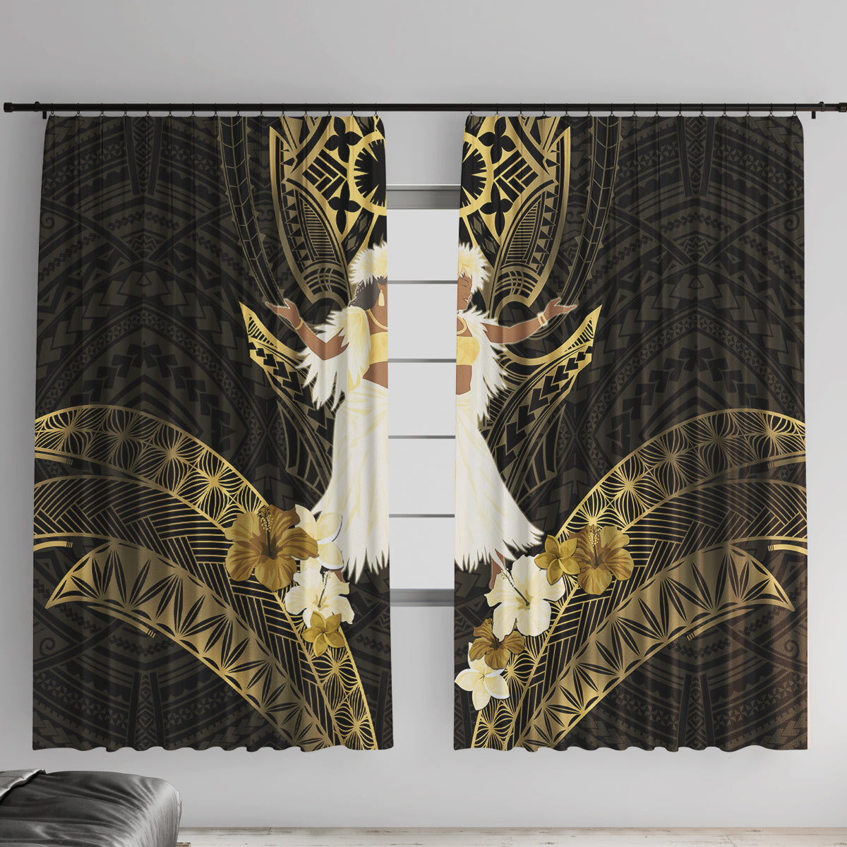 Niue Women's Day Window Curtain With Polynesian Pattern