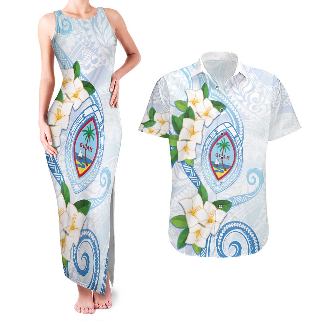 Guam Chamorro Couples Matching Tank Maxi Dress and Hawaiian Shirt Guasali Flowers Curves Style