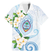 Guam Chamorro Family Matching Mermaid Dress and Hawaiian Shirt Guasali Flowers Curves Style LT05 Dad's Shirt - Short Sleeve Blue - Polynesian Pride