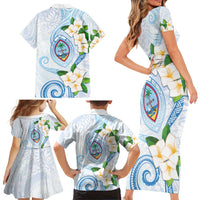 Guam Chamorro Family Matching Short Sleeve Bodycon Dress and Hawaiian Shirt Guasali Flowers Curves Style LT05 - Polynesian Pride