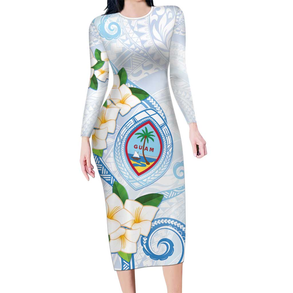 Guam Chamorro Long Sleeve Bodycon Dress Guasali Flowers Curves Style