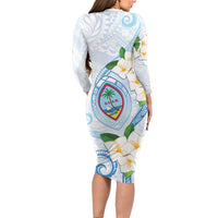 Guam Chamorro Long Sleeve Bodycon Dress Guasali Flowers Curves Style