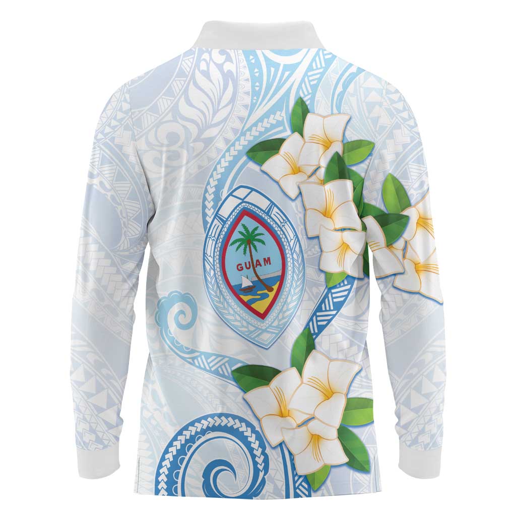 Guam Chamorro Long Sleeve Polo Shirt Guasali Flowers Curves Style