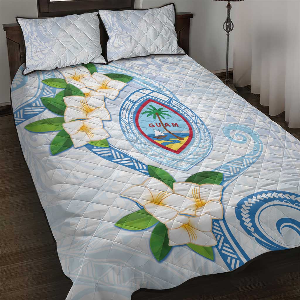 Guam Chamorro Quilt Bed Set Guasali Flowers Curves Style LT05 Blue - Polynesian Pride