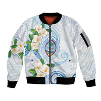 Guam Chamorro Sleeve Zip Bomber Jacket Guasali Flowers Curves Style