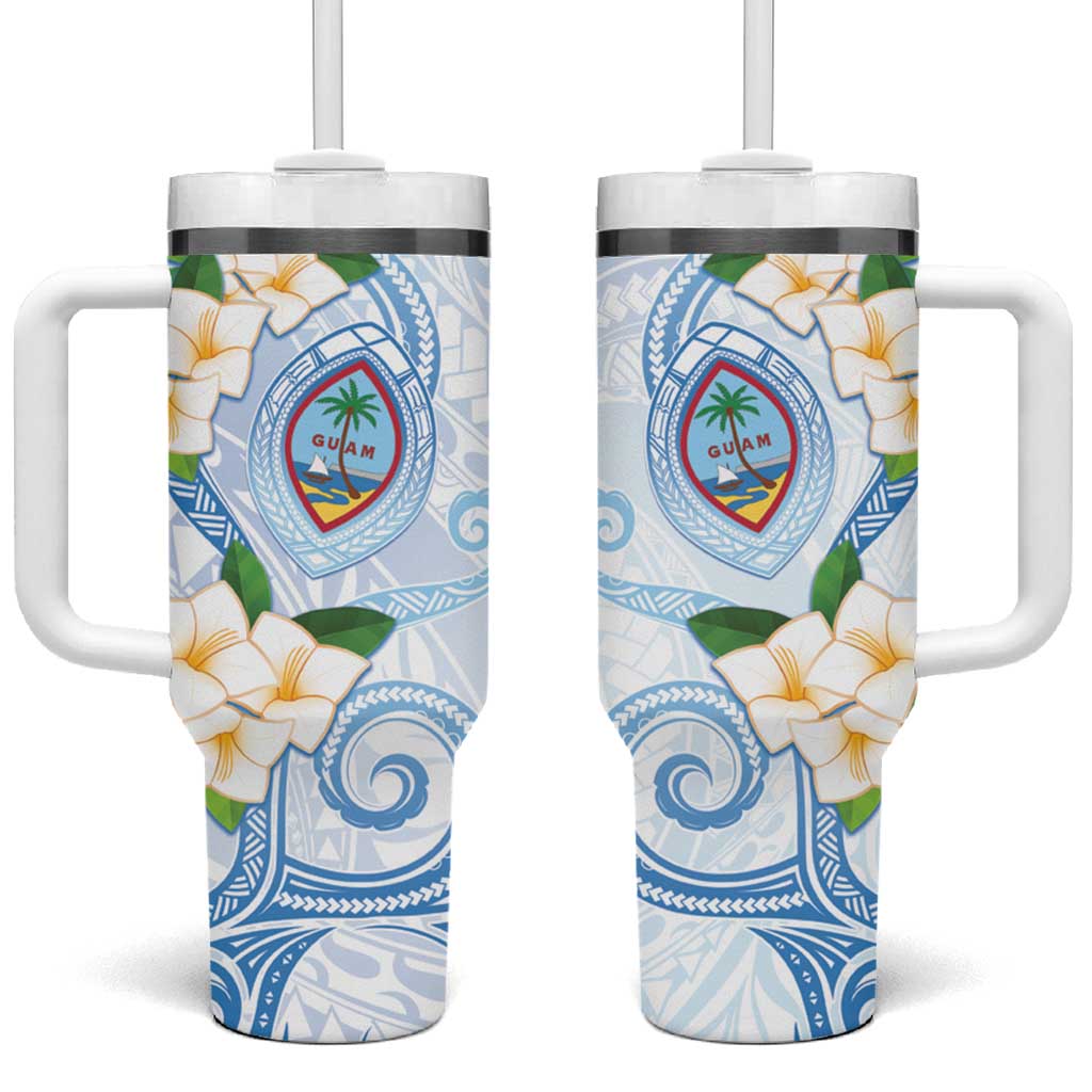 Guam Chamorro Tumbler With Handle Guasali Flowers Curves Style