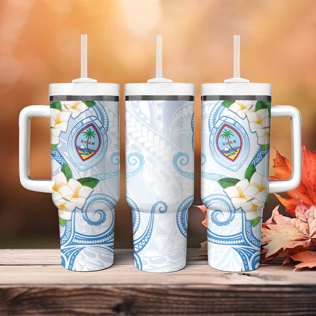 Guam Chamorro Tumbler With Handle Guasali Flowers Curves Style