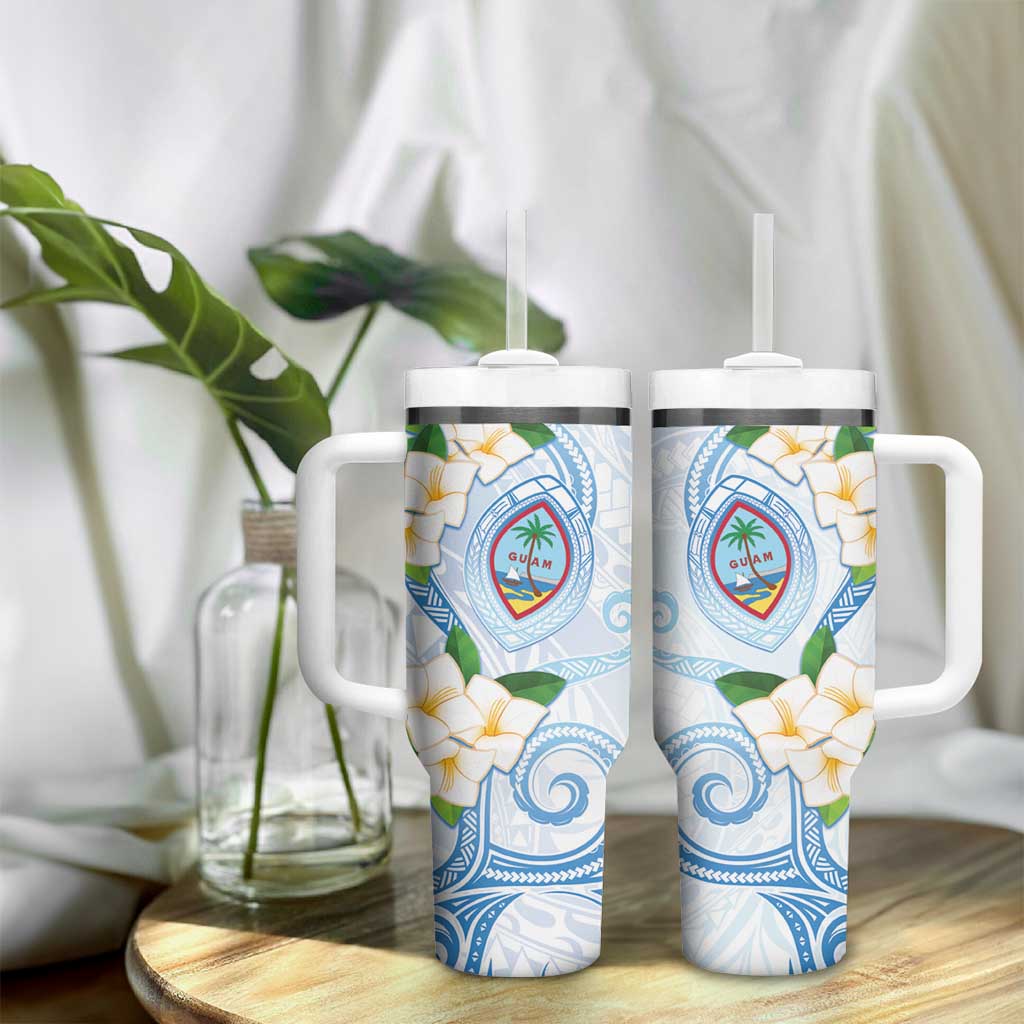 Guam Chamorro Tumbler With Handle Guasali Flowers Curves Style