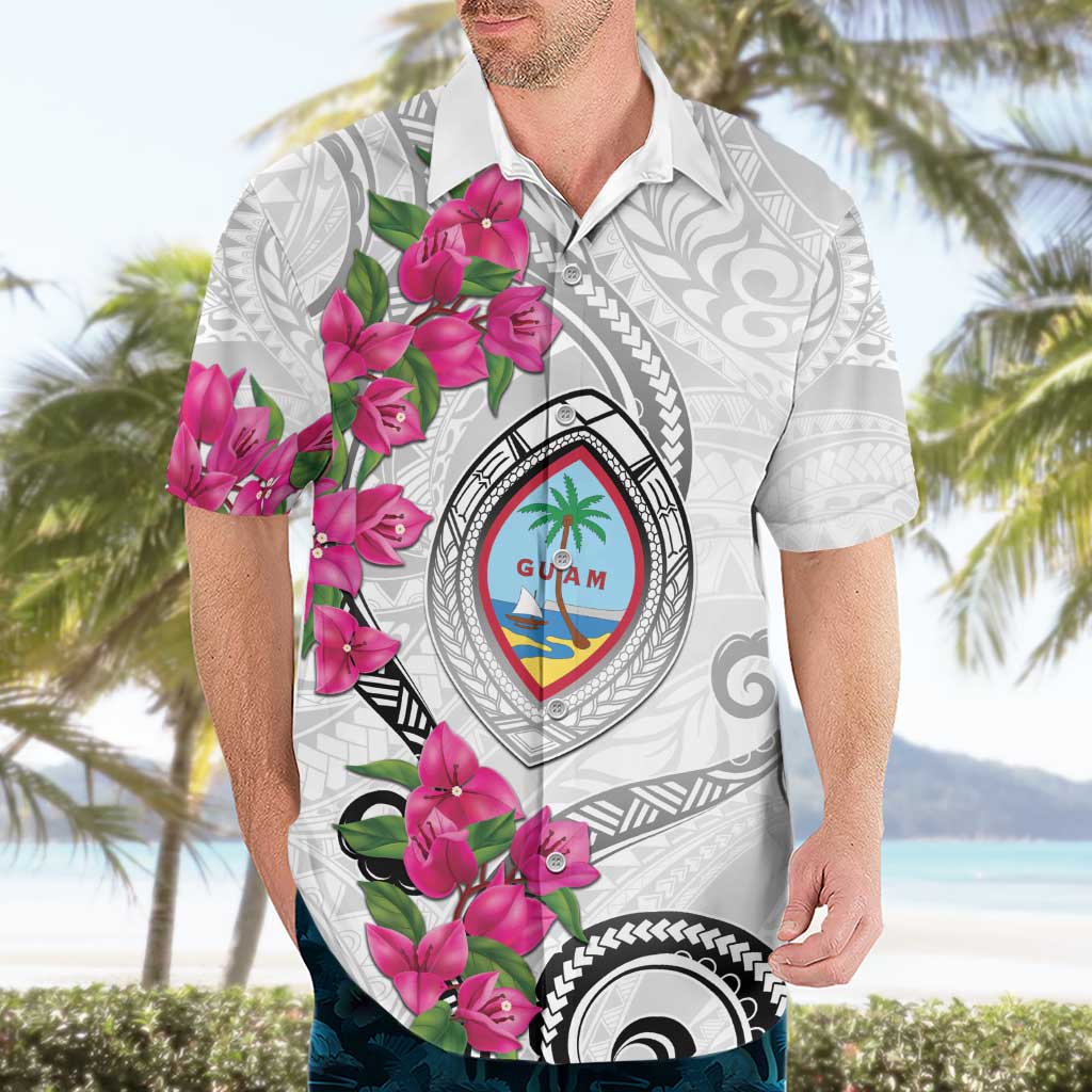 Guam Chamorro Hawaiian Shirt Curves Polynesian Tattoo Mix Bougainvillea