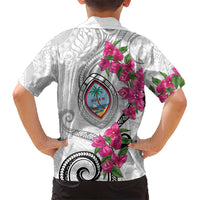 Guam Chamorro Kid Hawaiian Shirt Curves Polynesian Tattoo Mix Bougainvillea
