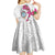 Guam Chamorro Kid Short Sleeve Dress Curves Polynesian Tattoo Mix Bougainvillea