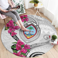 Guam Chamorro Round Carpet Curves Polynesian Tattoo Mix Bougainvillea LT05 - Polynesian Pride