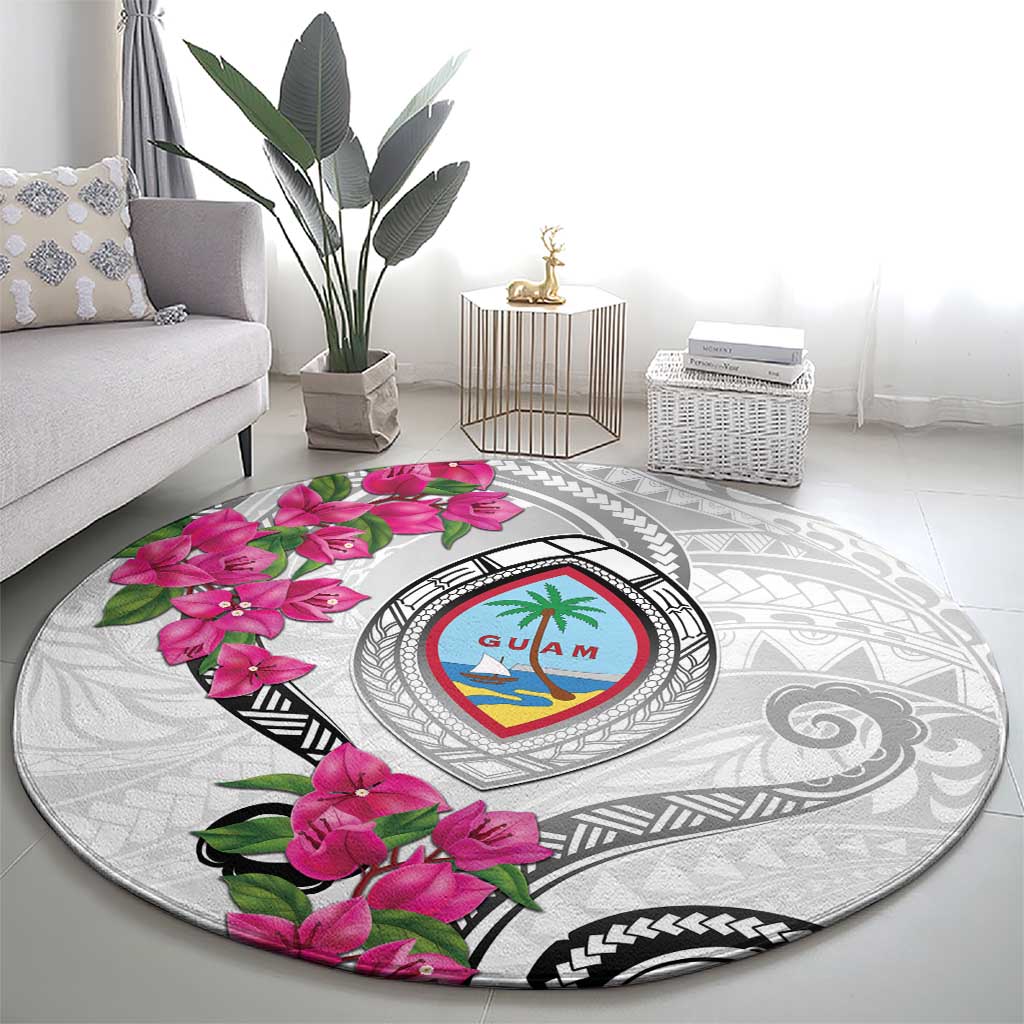 Guam Chamorro Round Carpet Curves Polynesian Tattoo Mix Bougainvillea LT05 - Polynesian Pride