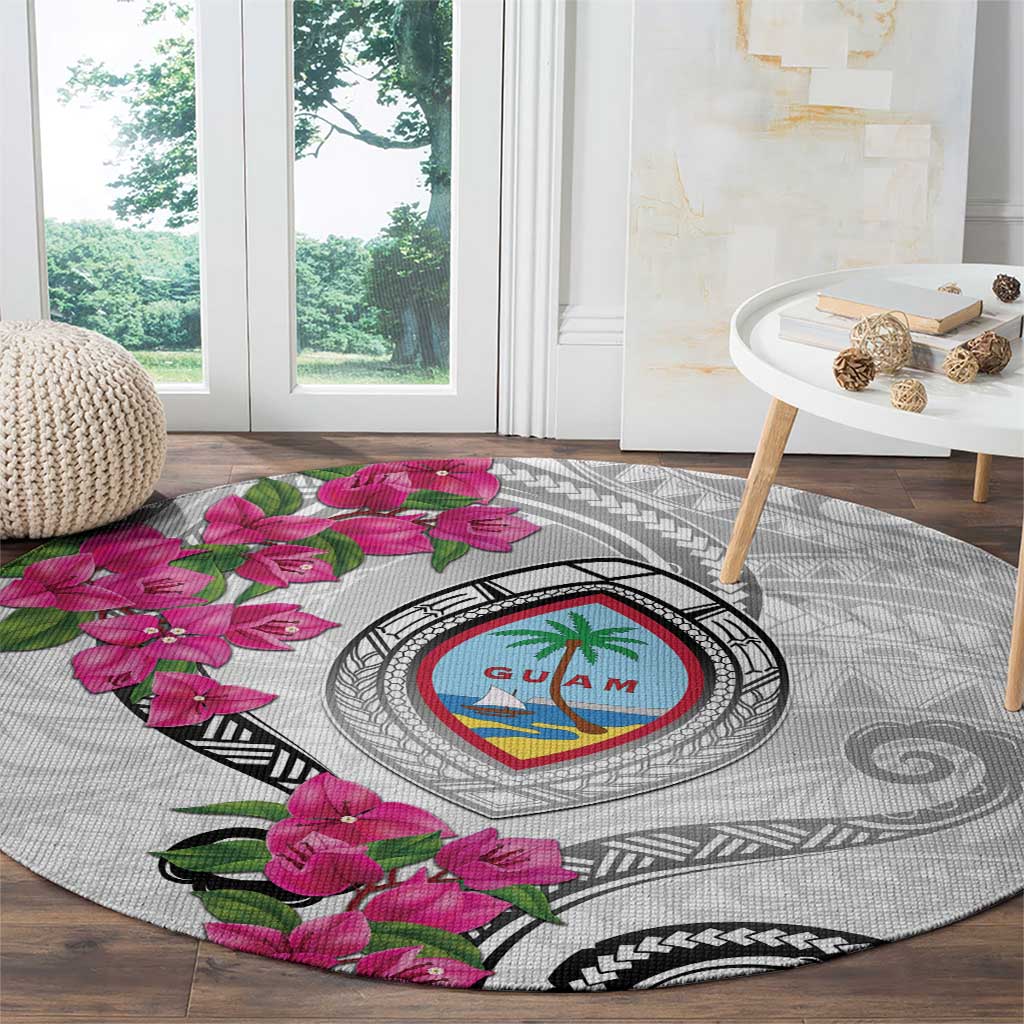 Guam Chamorro Round Carpet Curves Polynesian Tattoo Mix Bougainvillea LT05 - Polynesian Pride