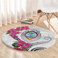 Guam Chamorro Round Carpet Curves Polynesian Tattoo Mix Bougainvillea LT05 - Polynesian Pride