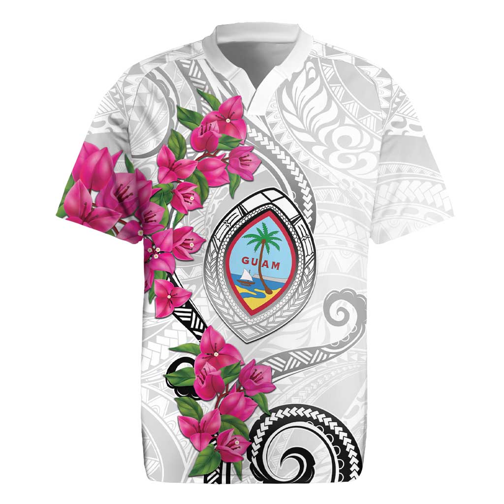 Guam Chamorro Rugby Jersey Curves Polynesian Tattoo Mix Bougainvillea