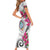 Guam Chamorro Short Sleeve Bodycon Dress Curves Polynesian Tattoo Mix Bougainvillea