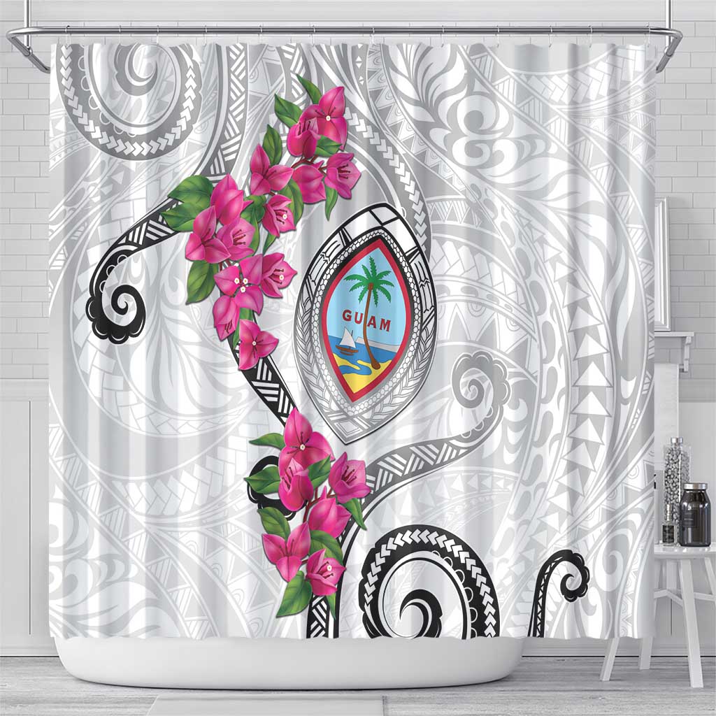 Guam Chamorro Shower Curtain Curves Polynesian Tattoo Mix Bougainvillea