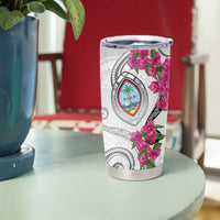 Guam Chamorro Tumbler Cup Curves Polynesian Tattoo Mix Bougainvillea