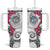 Guam Chamorro Tumbler With Handle Curves Polynesian Tattoo Mix Bougainvillea