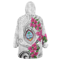 Guam Chamorro Wearable Blanket Hoodie Curves Polynesian Tattoo Mix Bougainvillea